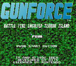Gunforce - Battle Fire Engulfed Terror Island (Europe) Title Screen